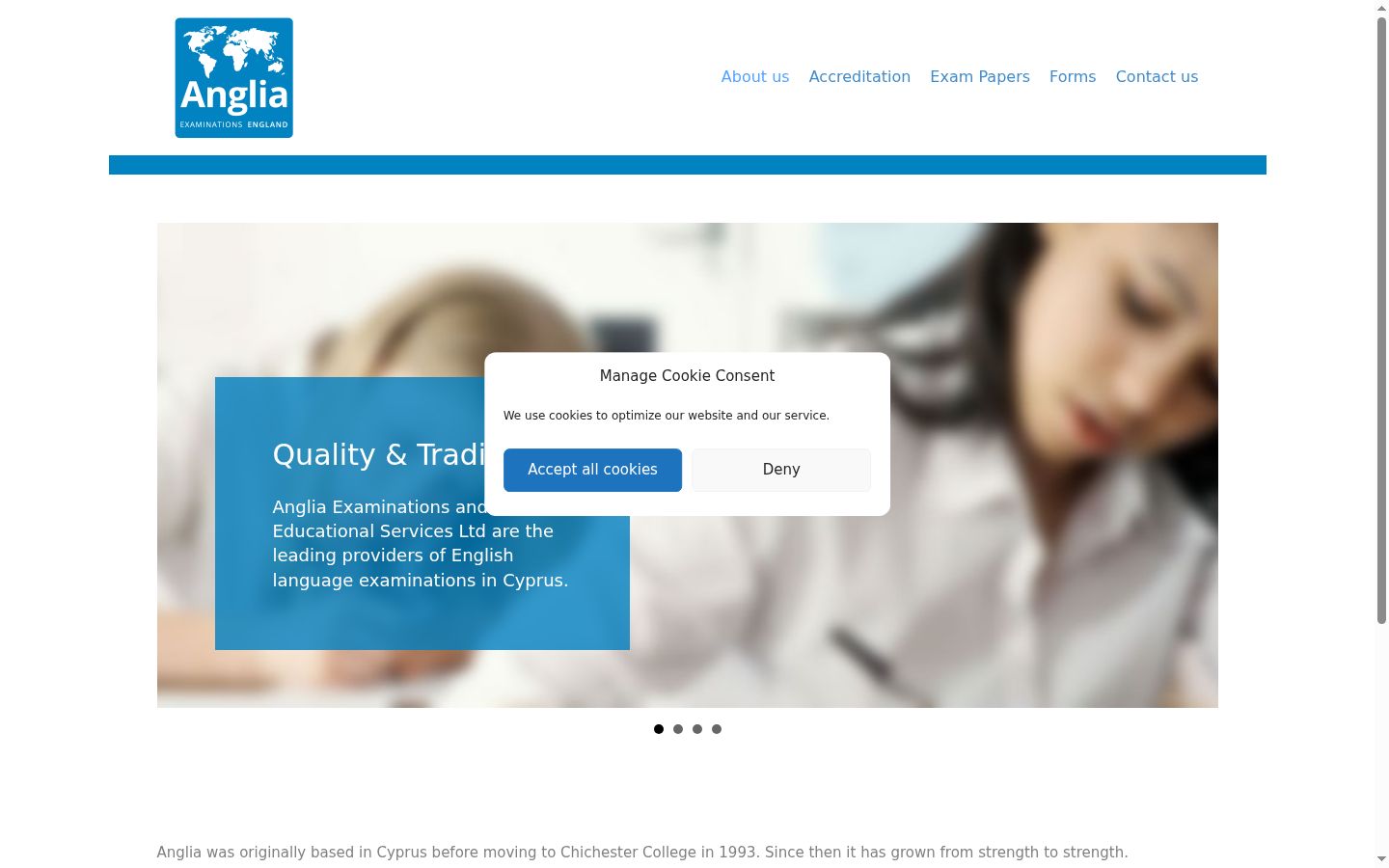 Screenshot of the consent banner shown before any interaction