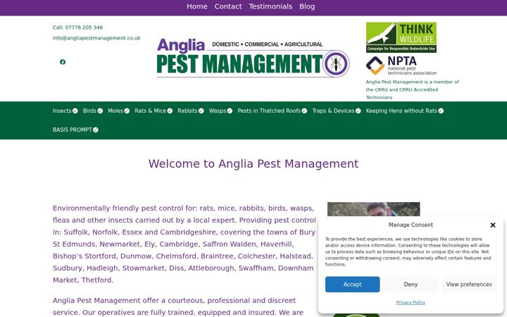 Screenshot of angliapestmanagement.co.uk