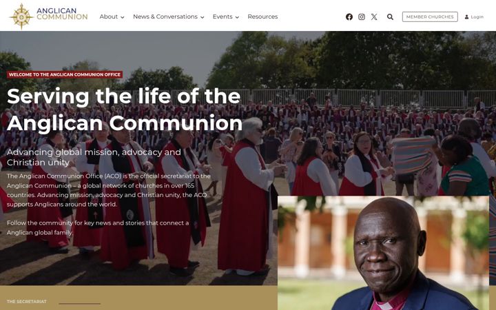 Screenshot of anglicancommunion.org