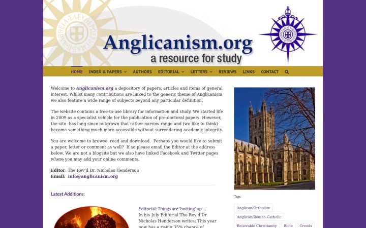 Screenshot ta' anglicanism.org
