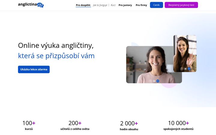 Skärmbild av anglictina.cz