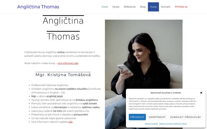 Screenshot of anglictinathomas.cz