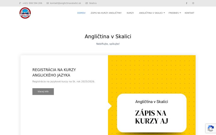 Screenshot of anglictinavskalici.sk