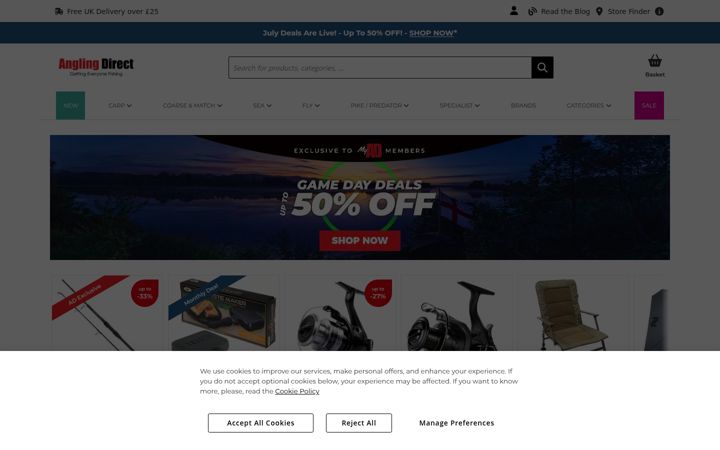 Screenshot of anglingdirect.co.uk