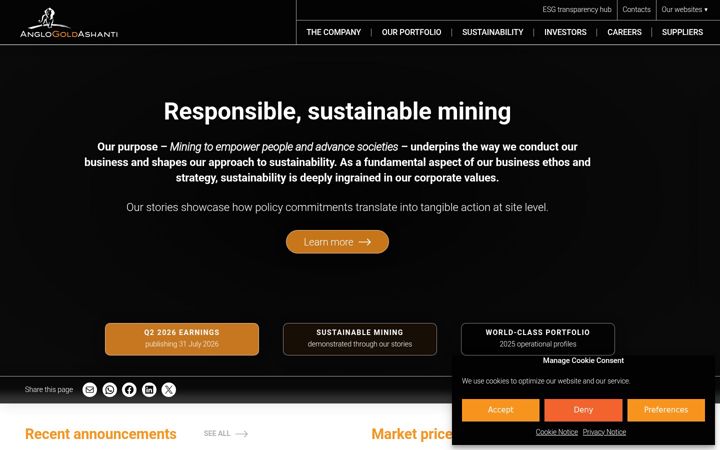 Screenshot of anglogoldashanti.com