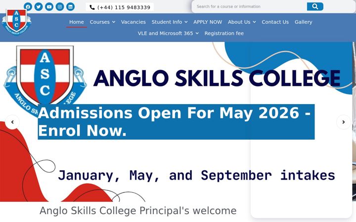 Screenshot of angloskillscollege.ac.uk