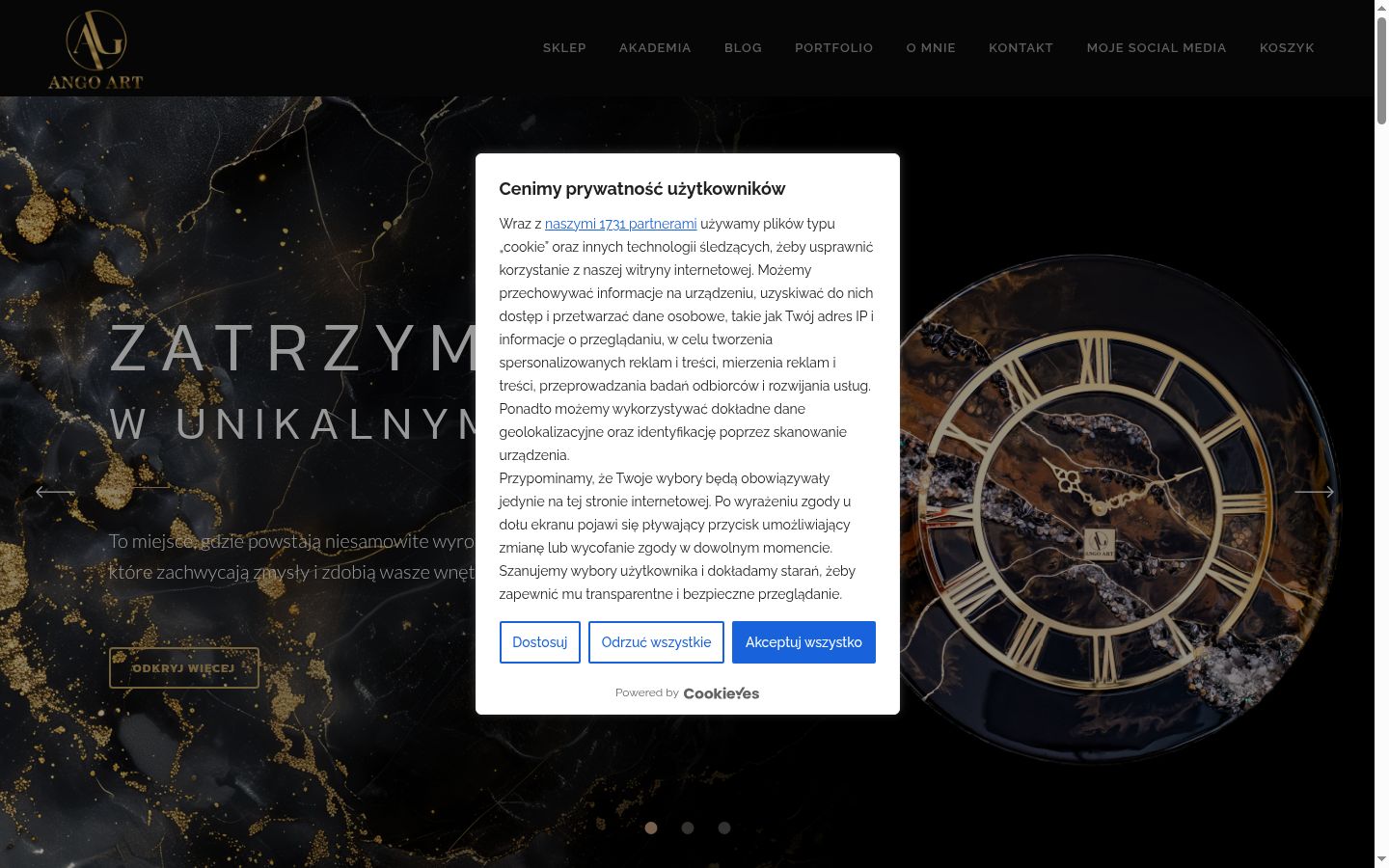 Snímek obrazovky baneru souhlasu zobrazeného před jakoukoli interakcí