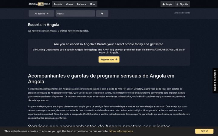 Captura de pantalla de angolahotgirls.com