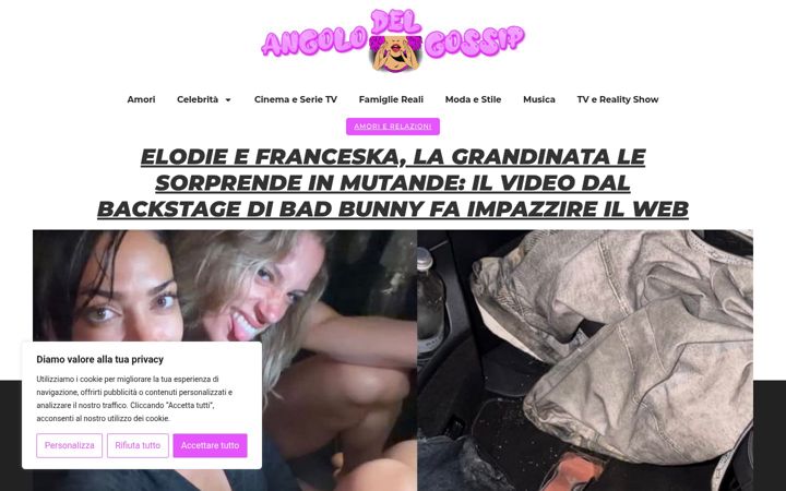 Екранна снимка на angolodelgossip.it
