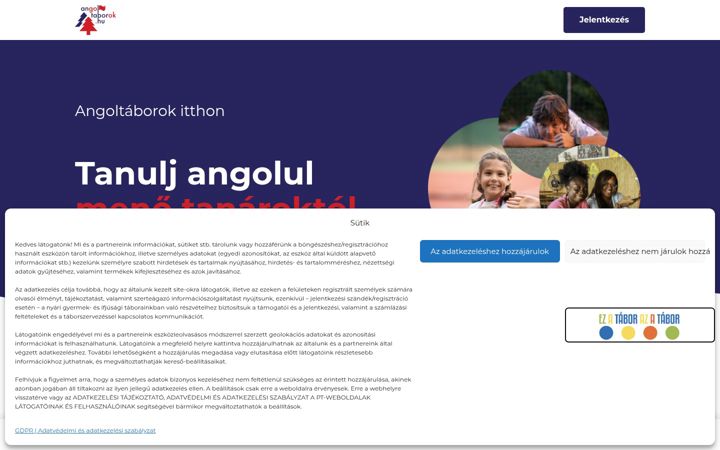 Screenshot of angoltaborok.hu