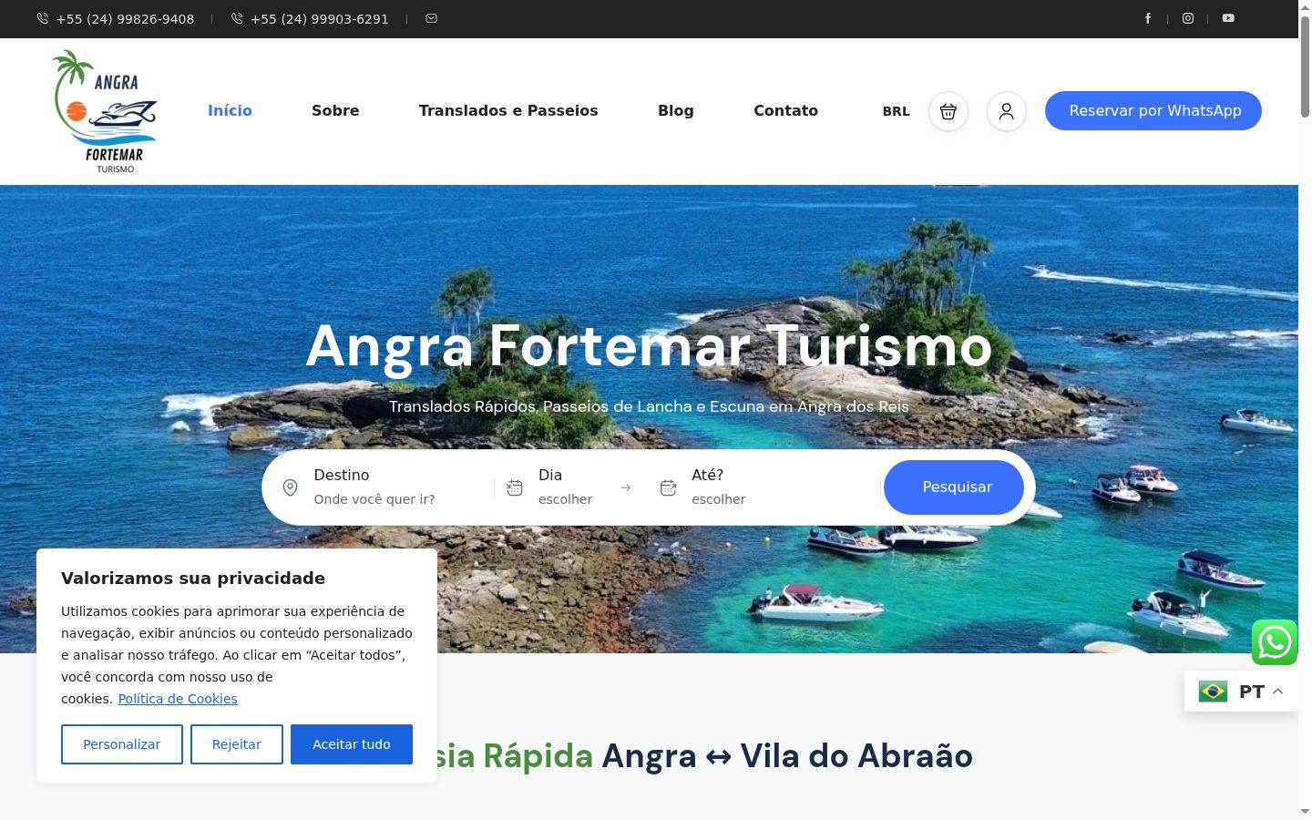 Screenshot del banner di consenso mostrato prima di qualsiasi interazione