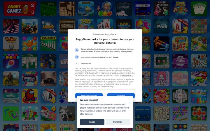 Screenshot of angrygamez.com