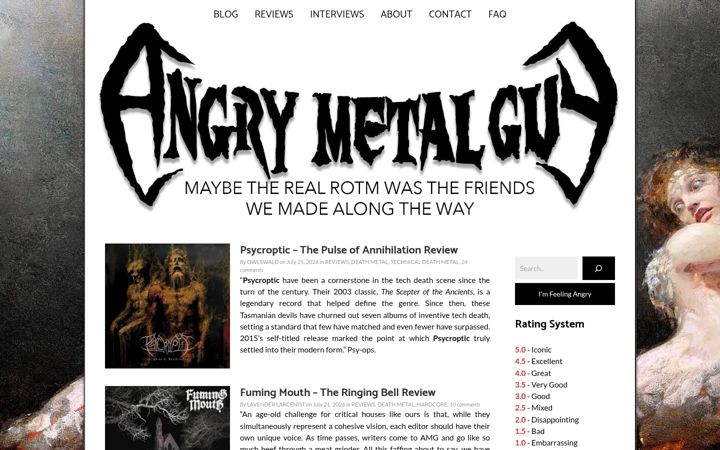 Screenshot of angrymetalguy.com