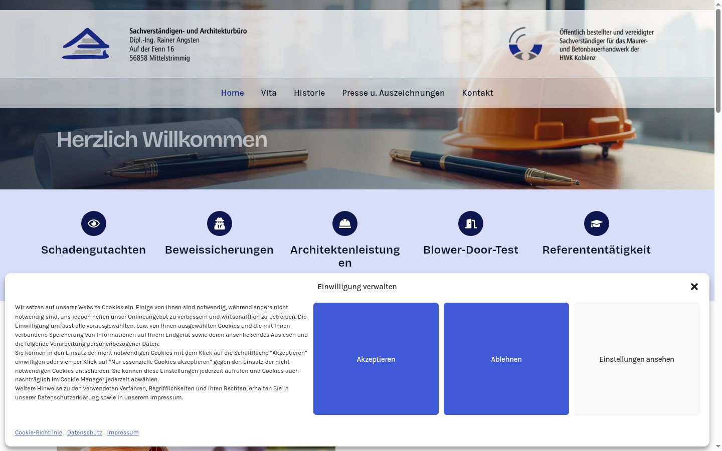 Captura de ecrã do banner de consentimento apresentado antes de qualquer interação