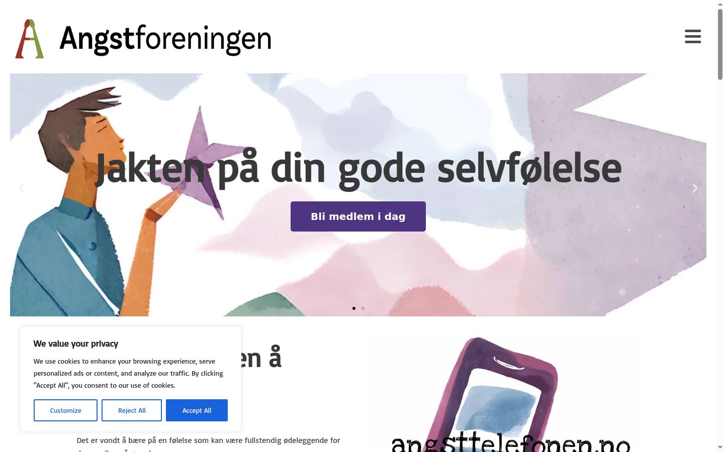Skärmbild av samtyckesbannern som visades före någon interaktion