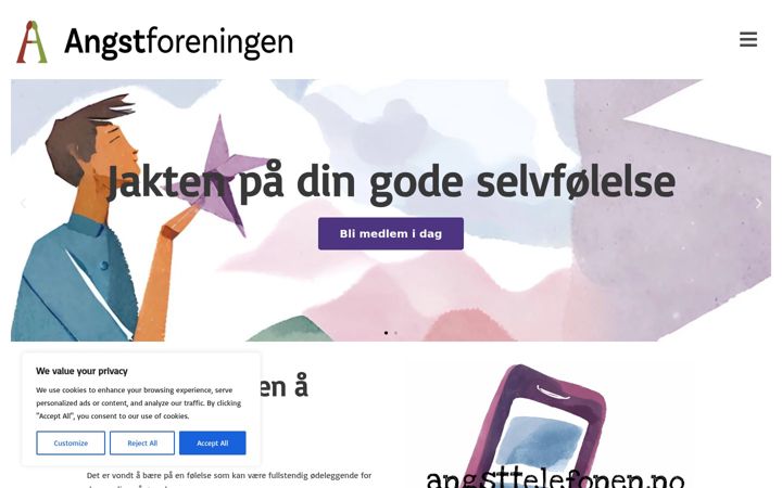 Screenshot stránky angstforeningen.no