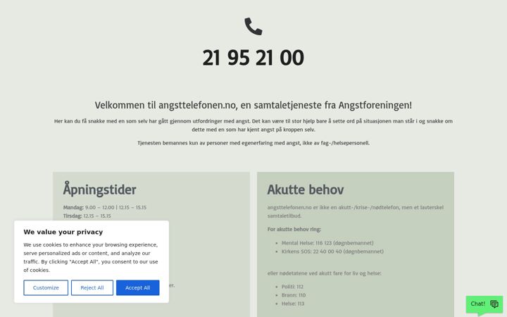 Screenshot of angsttelefonen.no