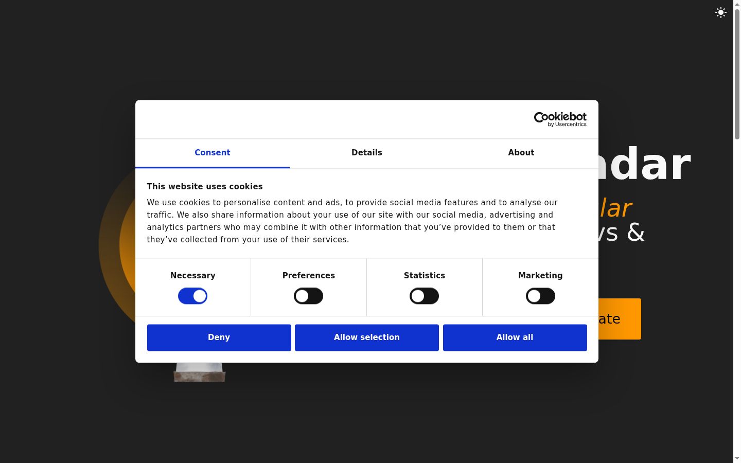 Screenshot of the consent banner shown before any interaction