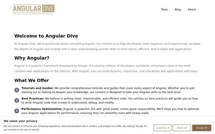 Screenshot of angulardive.com