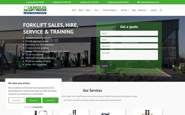 Ekrano kopija anguslifttrucks.co.uk