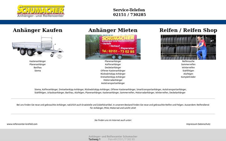 Ekraanipilt saidist anhaenger-mieten-krefeld.de