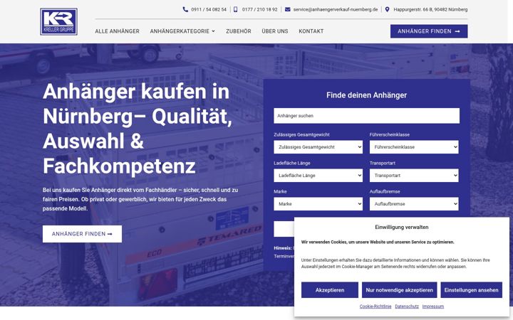 Screenshot of anhaengerverkauf-nuernberg.de