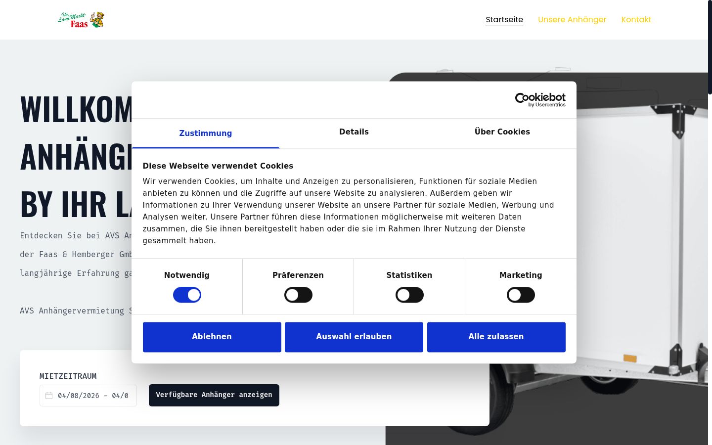 Screenshot of the consent banner shown before any interaction