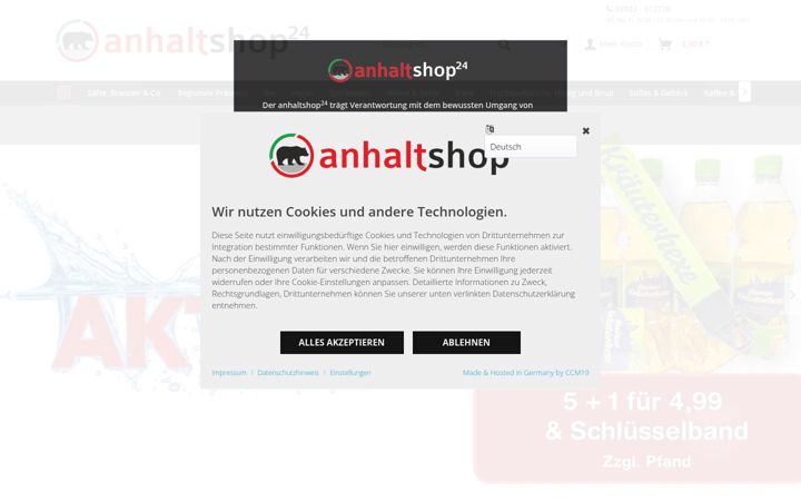 Screenshot of anhaltshop24.de