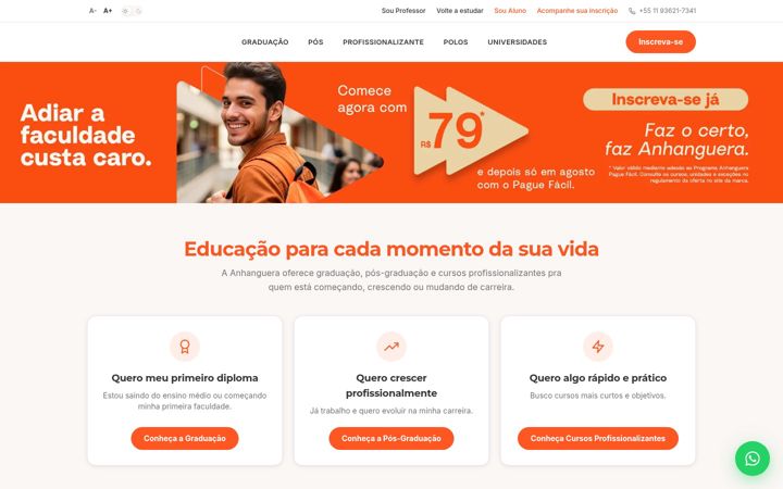 Screenshot of anhangueracursos.com.br