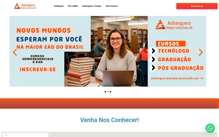 Screenshot of anhangueraunoparcpratesbh.com.br