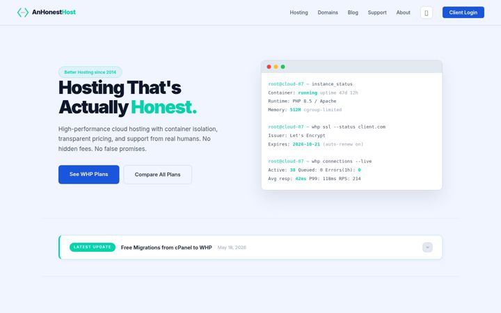Screenshot of anhonesthost.com