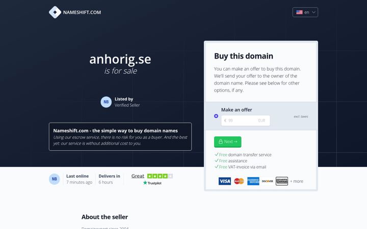 Screenshot of anhorig.se