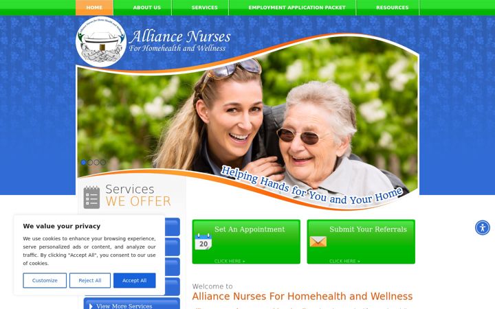 Screenshot von anhwhomecare.com