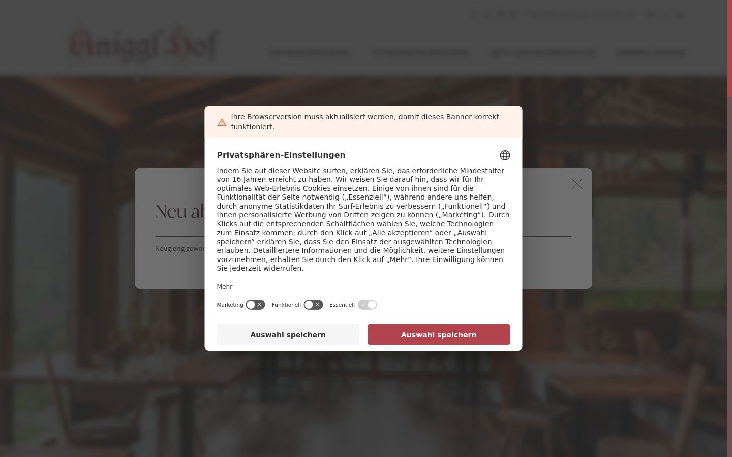 Snímka obrazovky banera súhlasu zobrazeného pred akoukoľvek interakciou