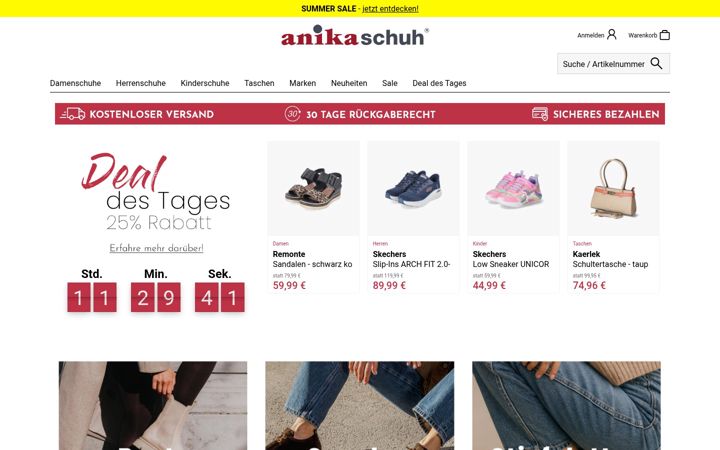Skærmbillede af anika-schuh.de