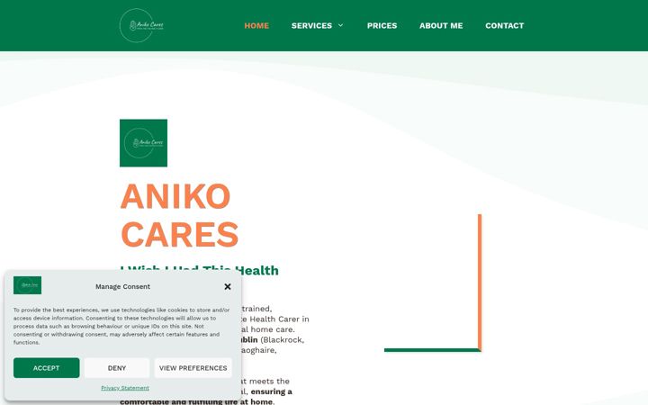 Screenshot van anikocares.com