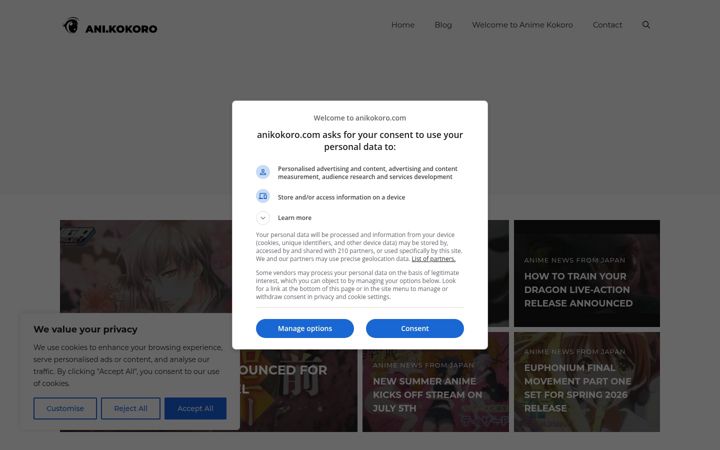 Screenshot van anikokoro.com