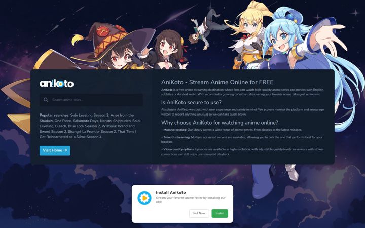 Screenshot of anikoto.cz