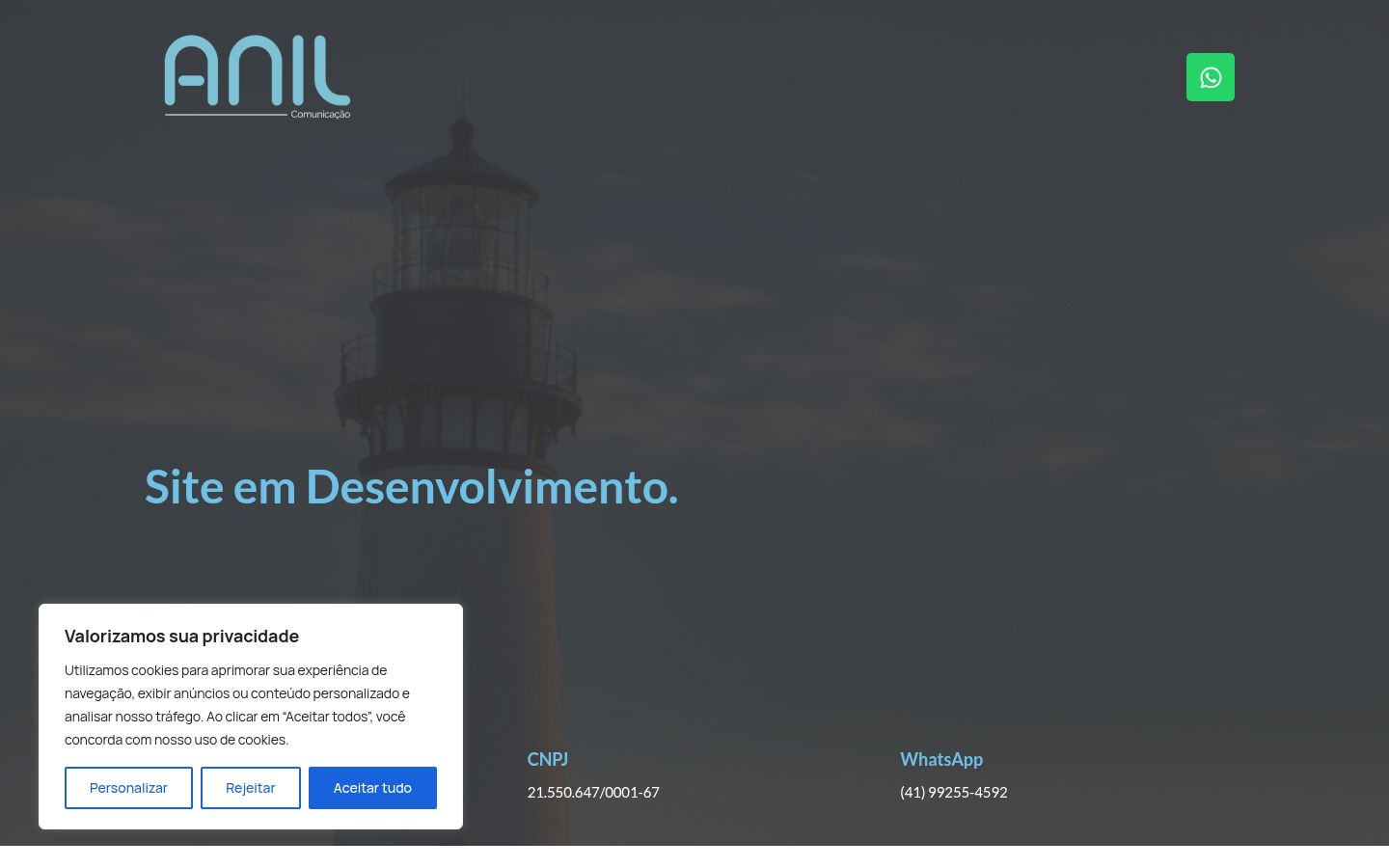 Captura de pantalla del banner de consentimiento mostrado antes de cualquier interacción