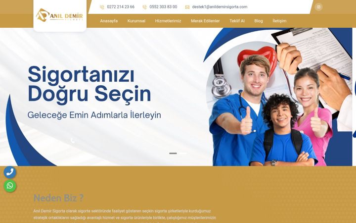 Screenshot of anildemirsigorta.com.tr