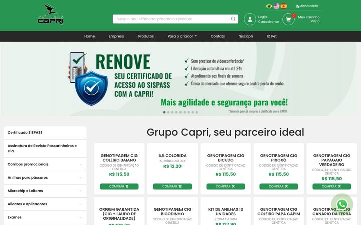 Screenshot of anilhascapri.com.br