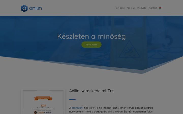 Screenshot of anilin.hu