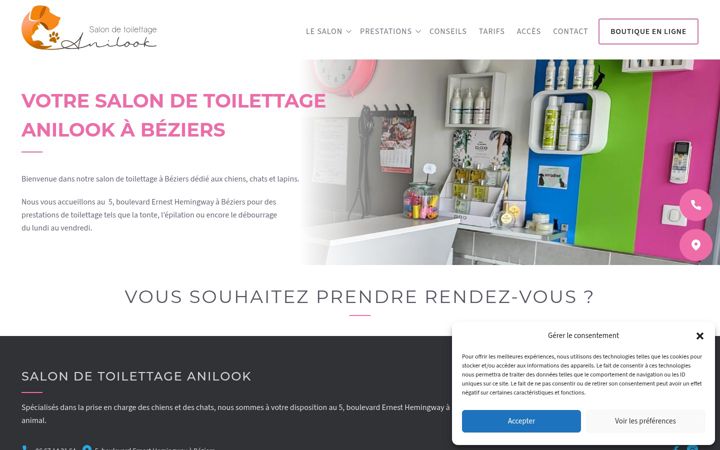 Screenshot of anilook-toilettage-beziers.fr