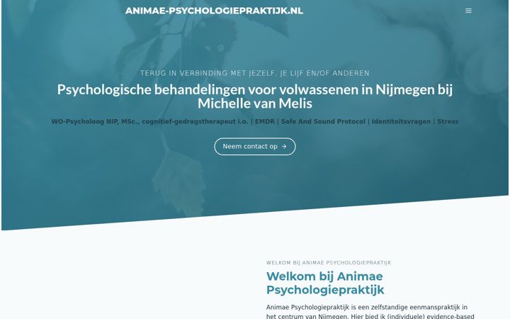 Screenshot of animae-psychologiepraktijk.nl