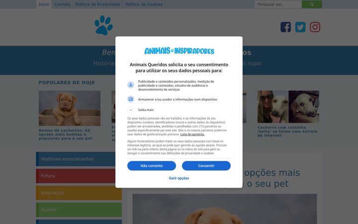Screenshot of animaisqueridos.com.br