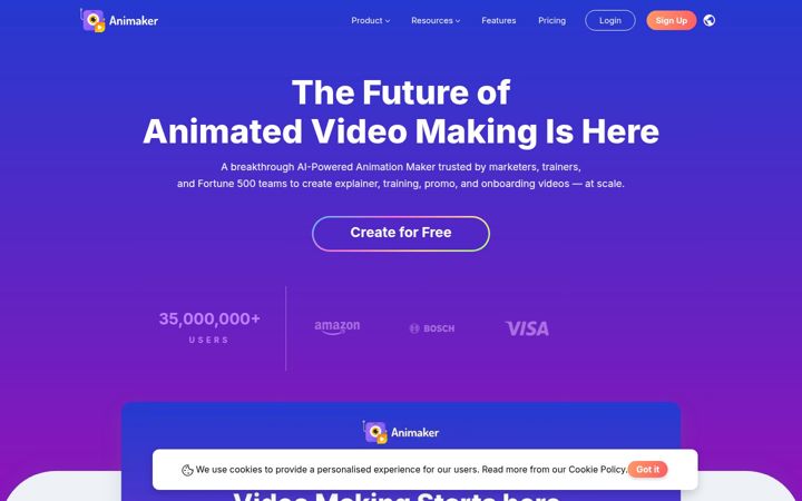 Ekrānuzņēmums no animaker.com