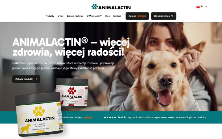 Snímek obrazovky animalactin.eu