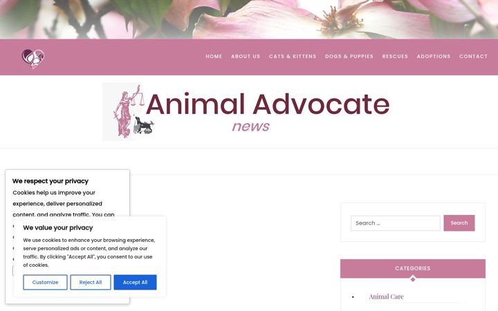 Screenshot of animaladvocate.news
