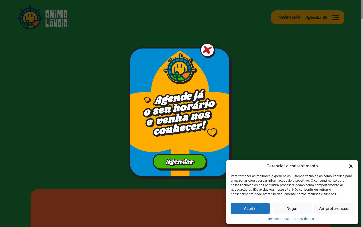 Captura de pantalla del banner de consentimiento mostrado antes de cualquier interacción