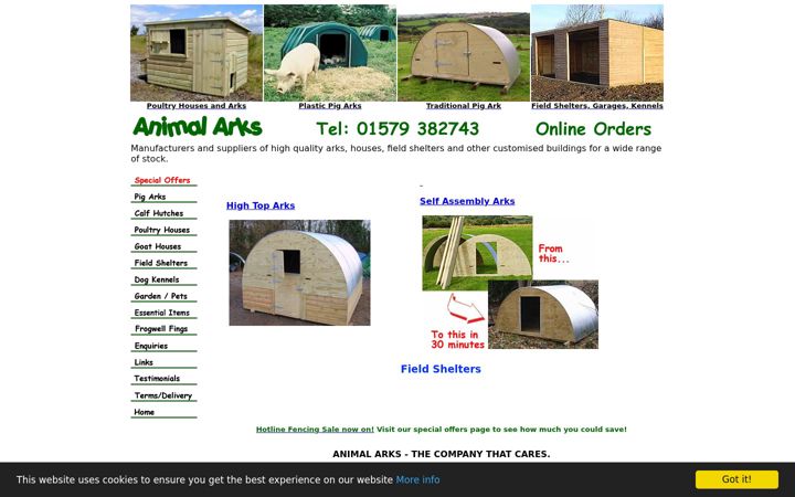 Screenshot of animalarks.co.uk